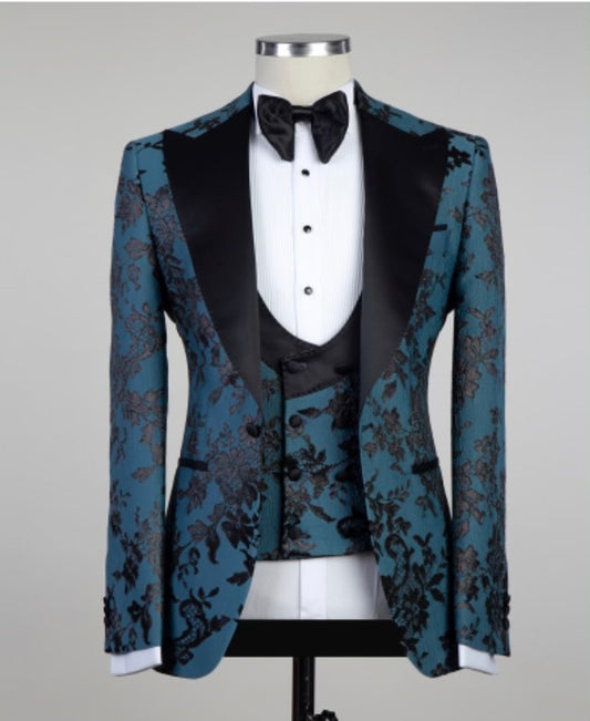 Floral Tuxedo - Blue/Black